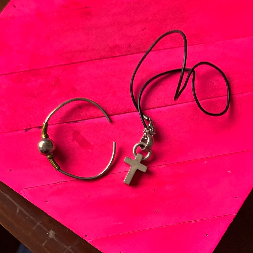 Gold and Silver Cross Earrings